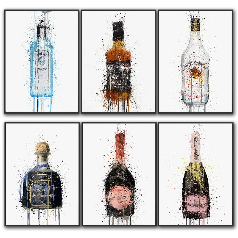 Nordic Wine Bottle Canvas Painting