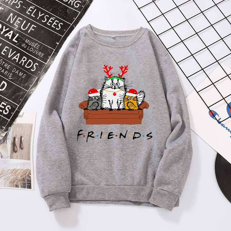 Funny Christmas Cat Friends Sweatshirt